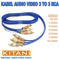 Pro Audio Video Cable! Jack 3x RCA Gold to 3x RCA Gold - Kitani