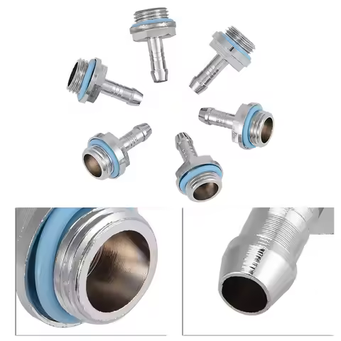 6 PCS PC Water Cooling Two touch Fitting G1/4 Thread Barb Connector for Tube