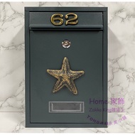 [Grocery King] Handmade Boutique Brushed Gold Starfish Mailbox With House Number/Mailbox 5 Colors Op
