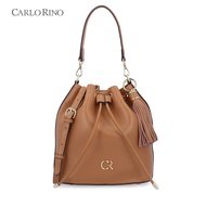 Carlo Rino Medium Brown Leather Bucket Bag