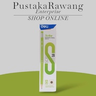 PENCIL[DELI]/COLOUR GREEN/2B/12 PCS/HEXAGONAL BARREL/SCRIDE GRAPHITE PENCIL