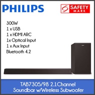 Philips TAB7305/98 2.1Ch Soundbar w/Wireless Subwoofer Bluetooth | Ready and Genuine Stocks