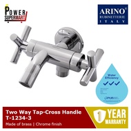 ARINO T-1234-3 | Two Way Tap with Cross Handle | Brass | Chrome | WELS: 3 Ticks | 1 Year Warranty | 
