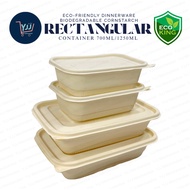 ECO KING 10PCS CORNSTARCH 700ML & 1250ML RECTANGULAR CONTAINER WITH LID BIODEGRADABLE DISPOSABLE