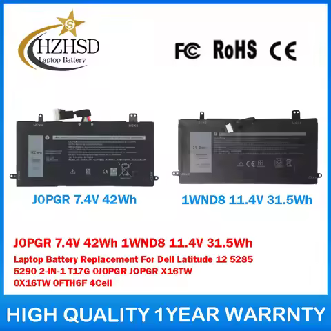J0PGR 7.4V 42Wh 1WND8 11.4V 31.5Wh Laptop Battery For Dell Latitude 5285 5290 2-IN-1 T17G 0J0PGR JOP