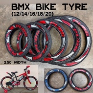 VVM: BMX BIKE TYRE / TAYAR BASIKAL BUDAK / SIZE 12,14,16,18,20*2.50 / TUBE TYRE