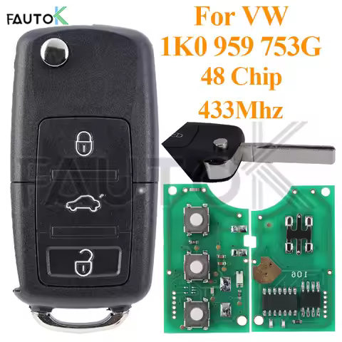 Wireless Car Key Fit For VW/VOLKSWAGEN SKODA CADDY EOS GOLF JETTA SIROCCO TIGUAN/TOURAN 1K0 959 753 