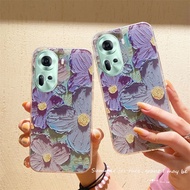 For Casing OPPO Reno11 Pro 5G 2024 Global Version New Silicone Oil Painting Flowers Soft Shockproof Protective Cover Phone Case Oppo Reno 11 Reno11Pro