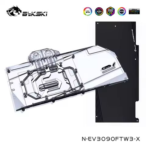 Bykski Watercooler For EVGA RTX 3090/3080/3080Ti FTW3 ULTRA GAMING With Back Plate ,Full Cover Water