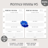 Planner Book Refill Paper Binder Monthly Review Simple Minimalist M5