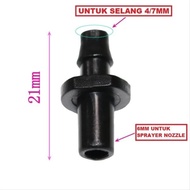 KONEKTOR NEPEL JOINER SELANG PE 7MM NIPEL KE SPRAYER 6MM HEAD MIST NOZ