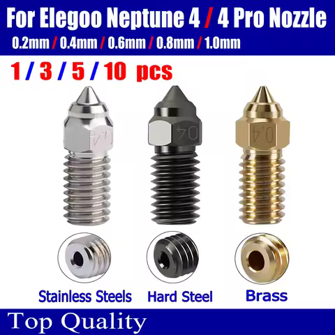 Nozzle For ELEGOO Neptune 4 Nozzle For Elegoo Neptune 4 pro Nozzles Brass Stainless Steel Hardened 0