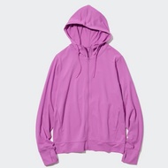 uniqlo airism jaket mesh hoodie jacket wanita uv protection purple - s