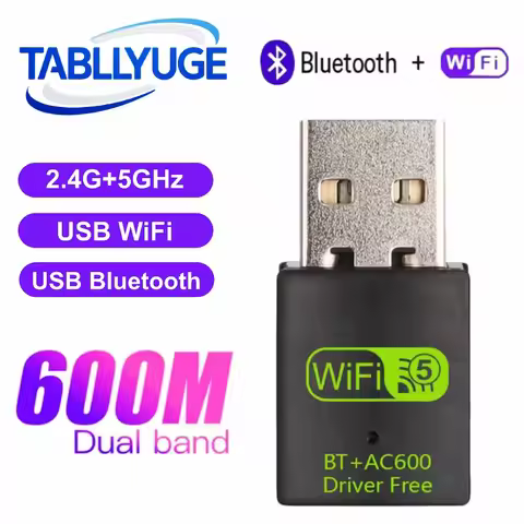 600Mbps USB WiFi Bluetooth Adapter Wireless Network Card 2 in 1 USB Wifi Adapter USB Bluetooth Adapt