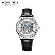 Solvil et Titus Enlight 3 Hands Mechanical Black Leather Strap Men Watch W06-03309-004