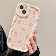 เคสโทรศัพท์ลายสตรอเบอร์รี่ลายสก๊อตครีมการ์ตูน, เข้ากันได้กับ IP17/IP17PROMAX/Iphone16//Iphone16pro/I