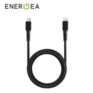 ENERGEA Fibratough Anti-microbial USB type C to MFI Lightning 1.5m Phone Charging cable - Black Color