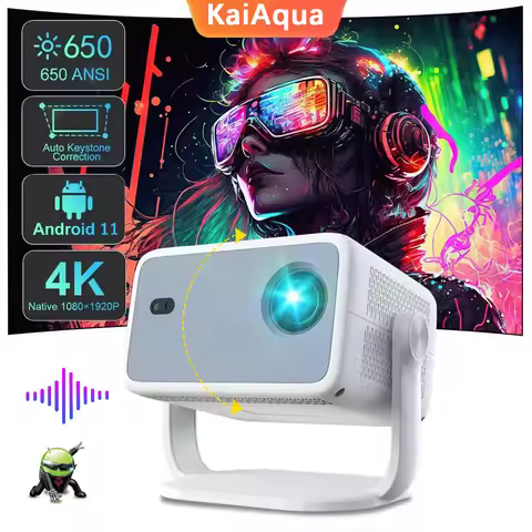Auto Focus Native 1080P 650ANSI Android 11 L018AQ 360° Projector With Auto Keystone Focus Air Mouse 