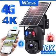 Wistino Dual Lens 4G Solar CCTV Camera Optical 10X ZOOM 8MP 4K Vedio Recording Auto Tracking Alarm M