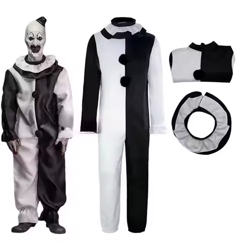 ABC123O clown cosplay costume for men and women, film Terrifier 2, Halloween jumpsuit, mask3;f'6,c;7