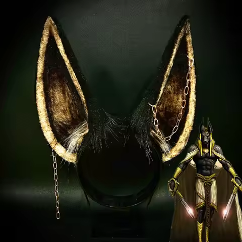 New Custom Halloween Headwear Anubis Ancient Egyptian Myth God of Death Anubis Fursuit Dog Wolf Ear 