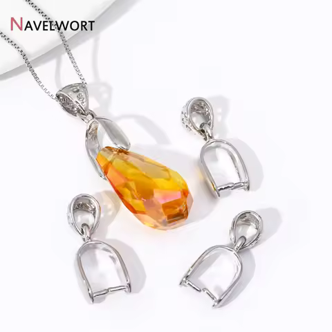 Rhodium Plated Brass Pendant Clip Clasp,Pinch Pendant Bail Connector,DIY Bracelet Necklace Making Ac