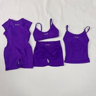 DFYNE Hot New Color Ultraviolet Bodysuit Vest Bra Shorts Set Sports Yoga Fitness Women