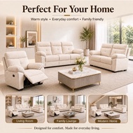 SKL Furniture EASY CLEAN Ella 1R+2+3 Fabric Recliner Sofa Set / Velvet Fabric