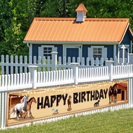 Horse Birthday Party Decorations Horse Happy Birthday Banner,Western Cowboy Party Backdrop Decoratio