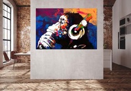Banksy ลิงกอริลล่าดีเจผ้าใบศิลปะกราฟฟิตี้บนผนังต้นฉบับพิมพ์ศิลปะตกแร่งบ้านป็อปการตกแต่งผ้าใบขนาดใหญ่