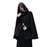 Winter Women Cape Coat with Hood Medieval Retro Cape Gothic Keep Warm Shawl Knee Length Loose Cloak 