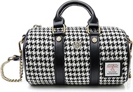 Large Saddle Bag with Harris Tweed by Islander, Black and White Dogtooth, Classic