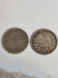 英屬印度，加拿大小銀幣兩個