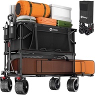 Sekey 500LBS Heavy Duty Double Decker Wagon with Extender, 400L Large Capacity Collapsible Garden Ca