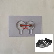 透明無痕壁掛貼片 免鑽孔膠貼掛鉤 家居收納置物架- 三角置物架雙螺絲背貼 均碼