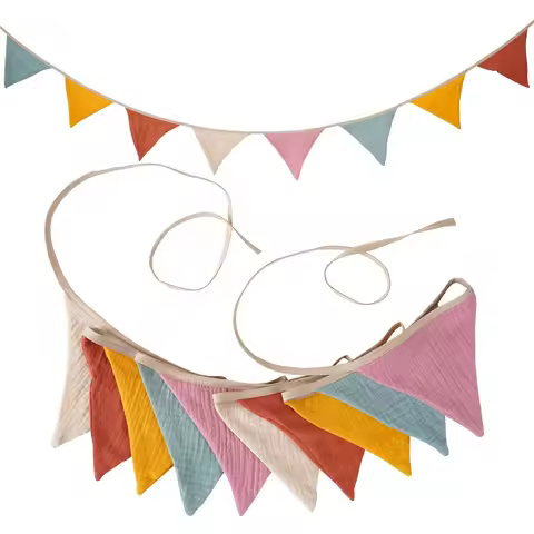 10 Flags 2.6M Pennant flags Hessian Wedding Party Decor Bunting Vintage Photo Prop Banners Home Baby