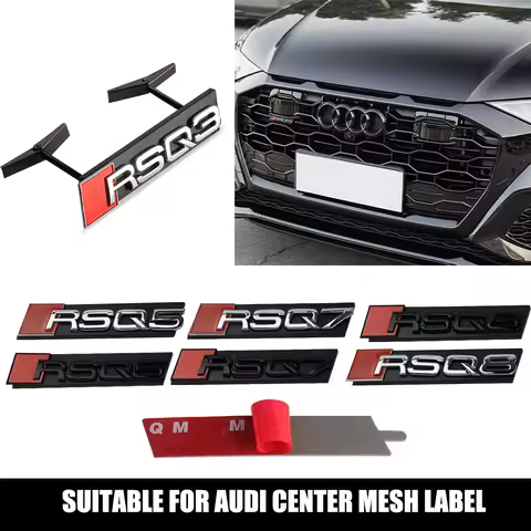 Car Metal Logo Letters Front Grill Emblem Trunk Badge Accessories For RSQ3 RSQ5 RSQ7 RSQ8 A1 A2 A3 A