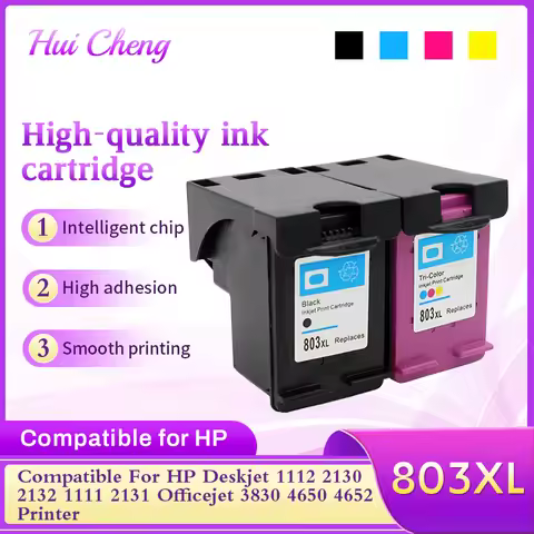 2Pcs 803XL(Black; Tri-color）ink cartridge suitable for HP803 suitable for HP Deskjet 1110 1115 2130 