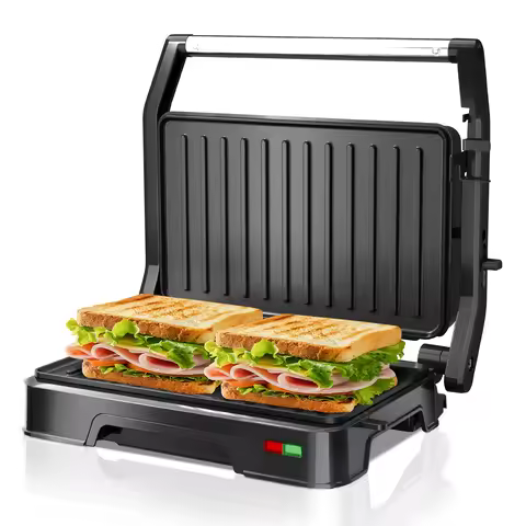 Panini Press Sandwich Maker, 850W Sandwich Press Grill with Non-Stick Coated Plates, Indicator Light
