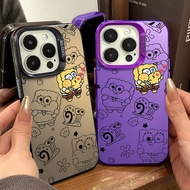 Hand Drawn Lines SpongeBob SquarePants Phone Case Compatible for IPhone 11 12 13 14 15 Pro Max X XR XS MAX 7/8 Plus Se2020 Independent Mirror Frame Protective Shell