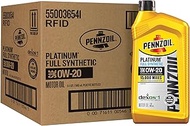 Pennzoil Platinum Full Synthetic Motor Oil (SAE, SN) 0W-20, 1 Quart - Pack of 6