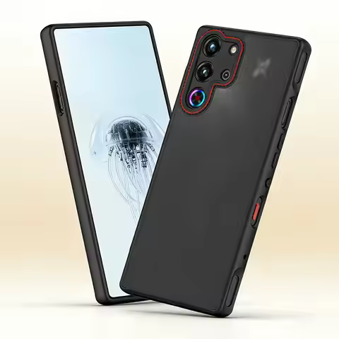 Red circle Leica lens full coverage translucent Case For ZTE nubia RedMagic 10 Air 10 Pro + 9 Pro nu