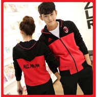 MERAH Vinnzz Couple MILAN Football Jacket Football Sports Couple Unisex Red Black Football Jacket