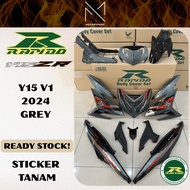 COVERSET Y15 V1/V2 GREY 2024 YAMAHA Y15 RAPIDO COVERSET STICKER TANAM MOTOR COVERSET