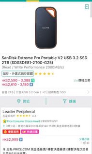 SanDisk Extreme Pro Portable V2 USB 3.2 SSD
2TB (SDSSDE81-2T00-G25)