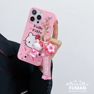 Casing Compatible For Samsung Galaxy A9 A8 A7 A6 Plus 2018 A7 A5 2017 J8 2018 Back Cover Cute Cartoon KT Cat Soft TPU With Pendant Shockproof Mobile Phone Case