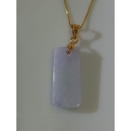 #J860 100% Natural Grade A Light Purple Jade Jadeite Pendant H23.5m Gold Silver Clasp (FreeNecklaceC