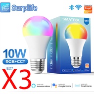 UORRIS หลอดไฟอัจฉริยะ ปรับสีได้ 16 ล้านสี หรี่ไฟได้ Tuya WiFi Smart Light Bulb RGB+CCT E27 10W Dimmb