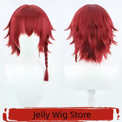 Jelly Wig】Blue Lock Hiori Yo Cosplay Wig Single Side Integrated Braid Wine Red Realistic Scalp