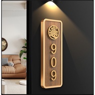 Customized license plates for office apartments Hdb Unit with light Unit Number Signage 3D Door Unit